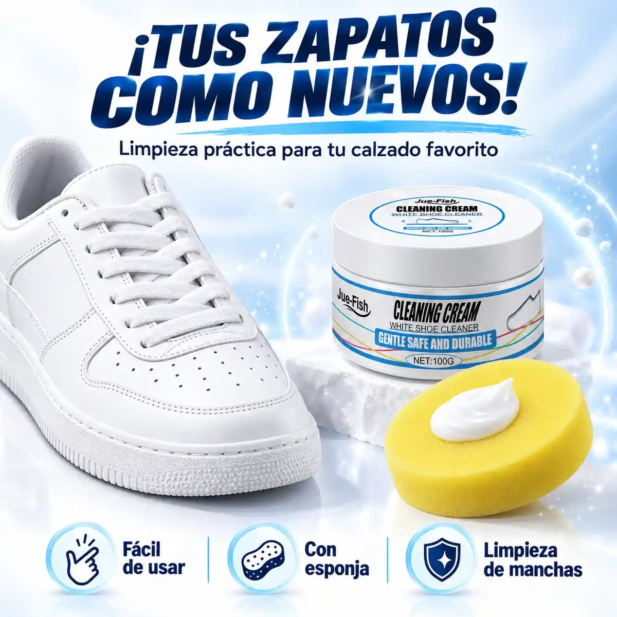 La crema que deja tus tenis blancos como el primer día sin tallar, sin mojarte las manos