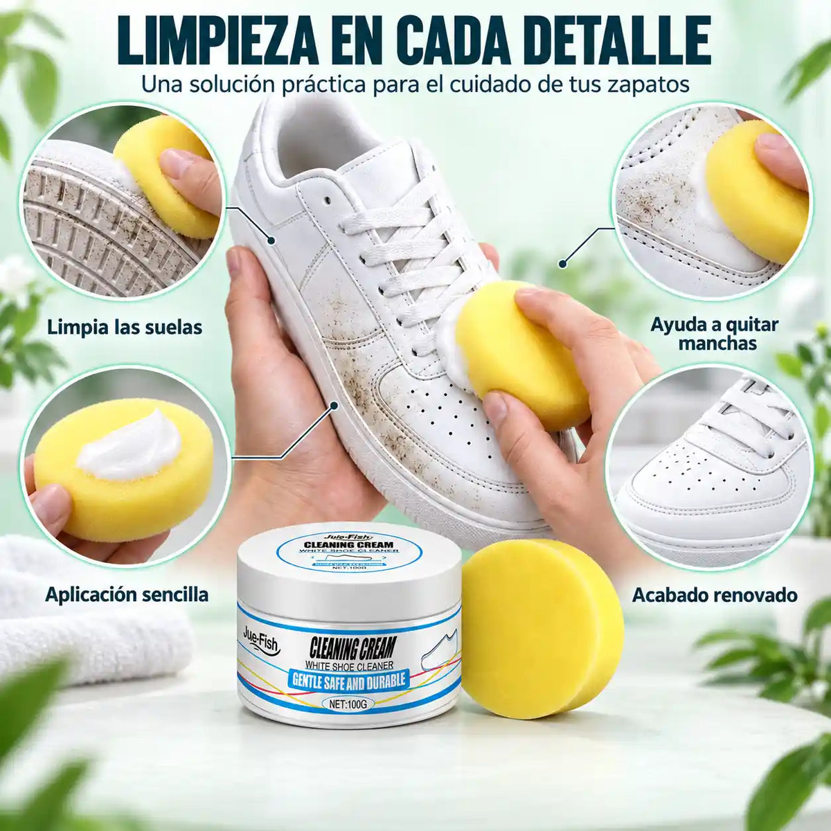 La crema que deja tus tenis blancos como el primer día sin tallar, sin mojarte las manos