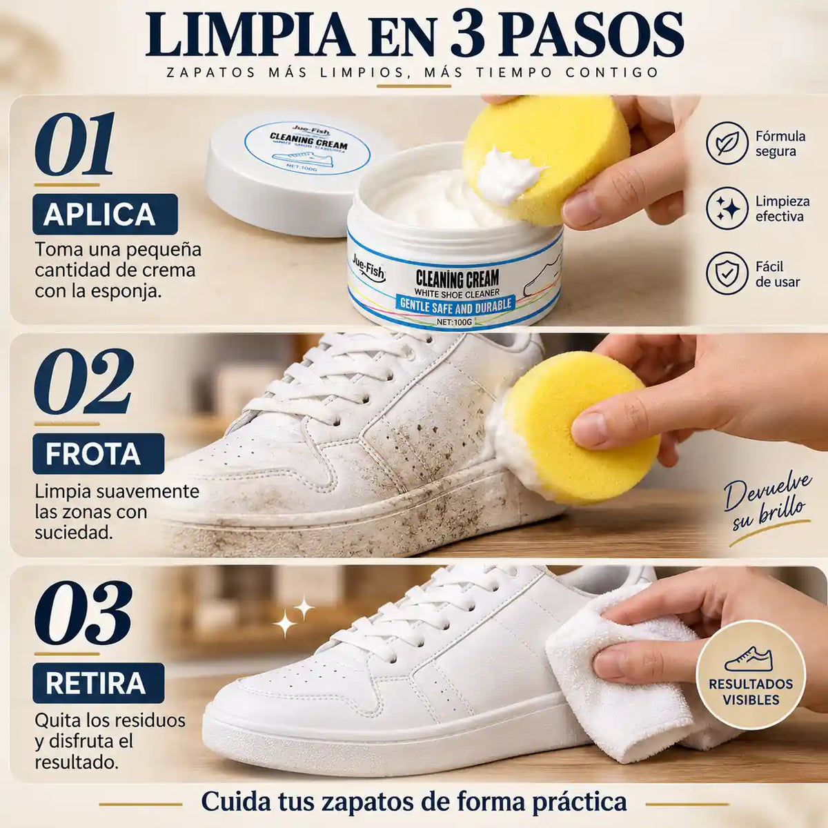 La crema que deja tus tenis blancos como el primer día sin tallar, sin mojarte las manos